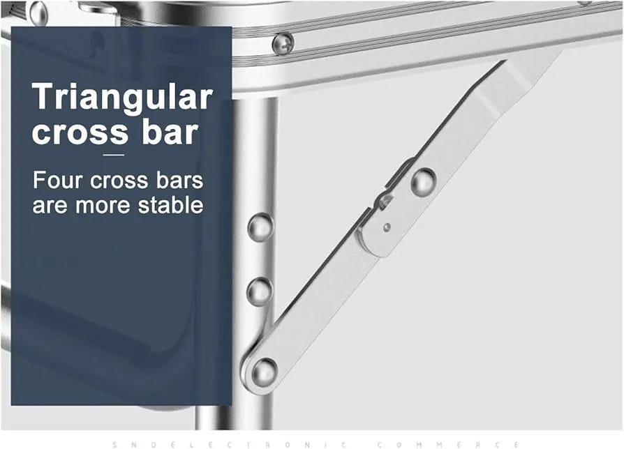 Portable Aluminum Folding Table and Chair Set, Camping Tables That Fold Up Lightweight with 2 Folding Stools, Height-Adjustable Outdoor Camping Table Garden Dining Table