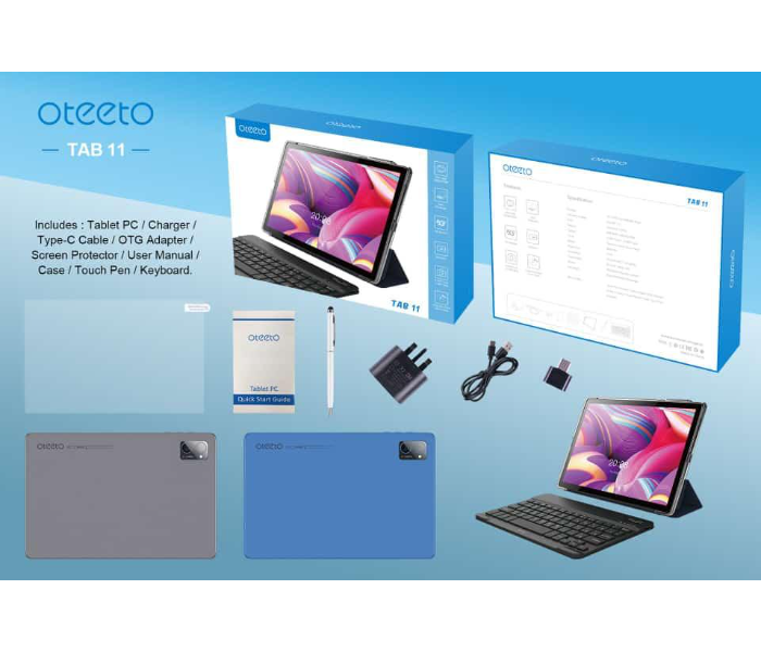 Oteeto Tab 11 5G Android Tablet PC 10 Inch 8GB Ram 256GB Dual Sim 5000mAh Battery With Wireless Keyboard