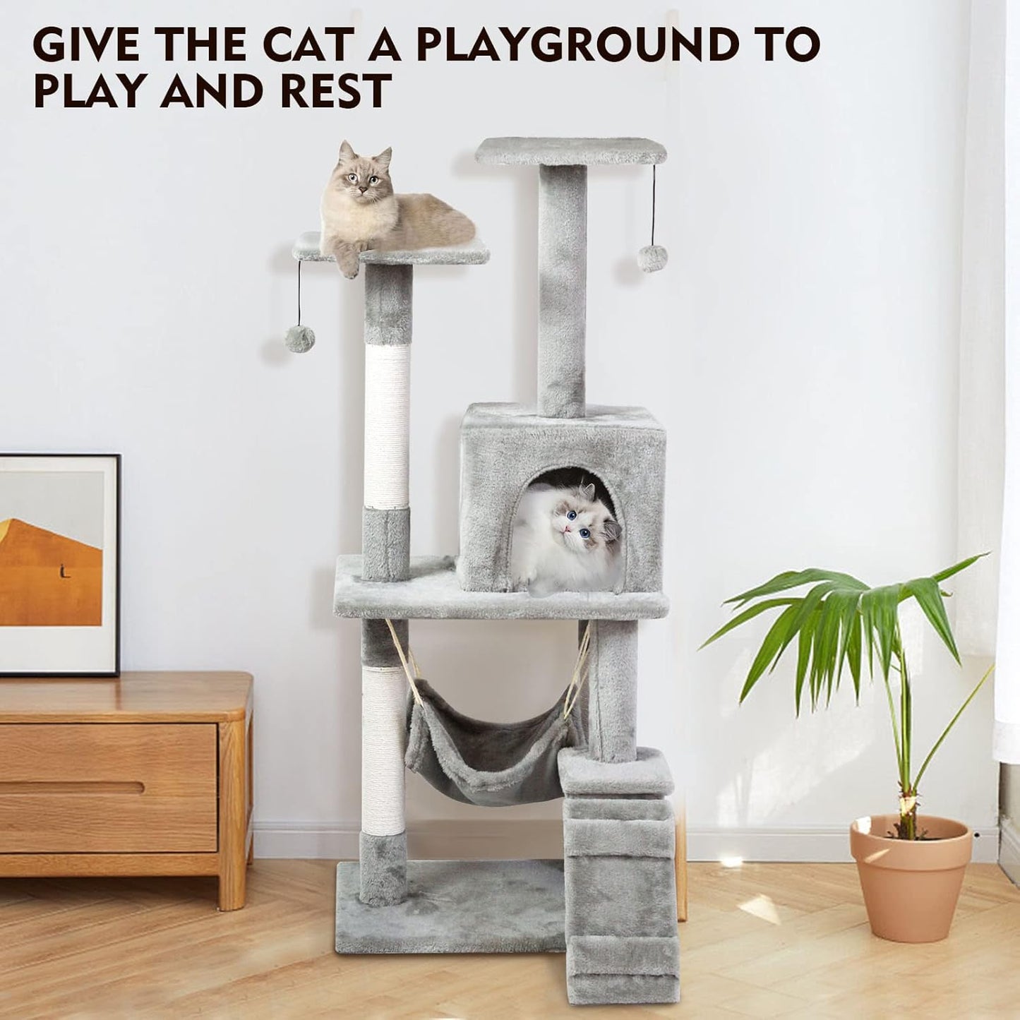 Cat Climbing Tower, Cat Tree Tower, Cat Tree, Four-layer (4.1ft, 120cm) Easy to Assemble, Sense of security