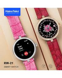 RW-21 Smart Watch Elegant Design With 2 Leather Straps For Women And a Wireless Charger Multicolour