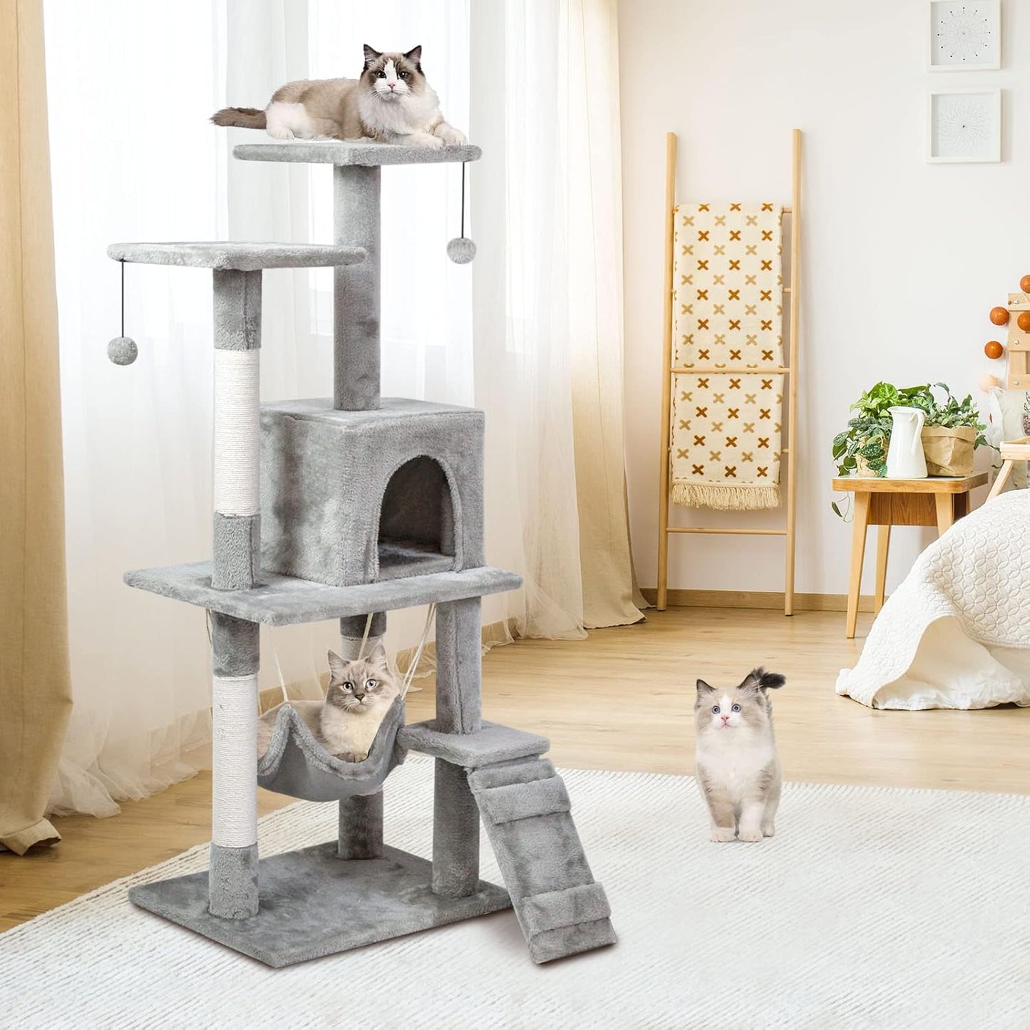 Cat Climbing Tower, Cat Tree Tower, Cat Tree, Four-layer (4.1ft, 120cm) Easy to Assemble, Sense of security