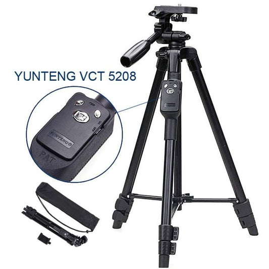 Yunteng VCT-5208 Selfie Tripod with Bluetooth Remote for Smartphones and DSLR Camera Live Streaming