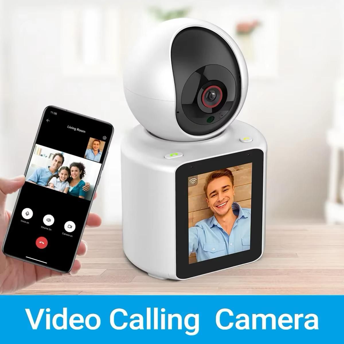 Video Calling Camera with 2.8 inch HD Screen,1080P Video Indoor Camera Actively Call with Phone App, Pet Camera