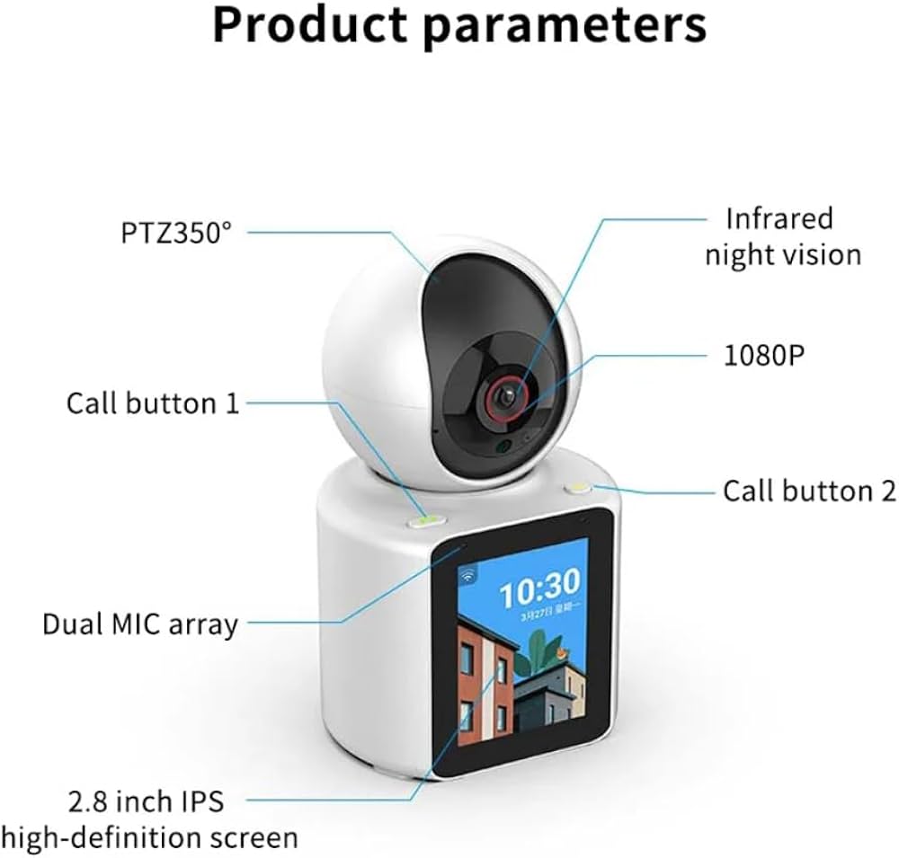 Video Calling Camera with 2.8 inch HD Screen,1080P Video Indoor Camera Actively Call with Phone App, Pet Camera