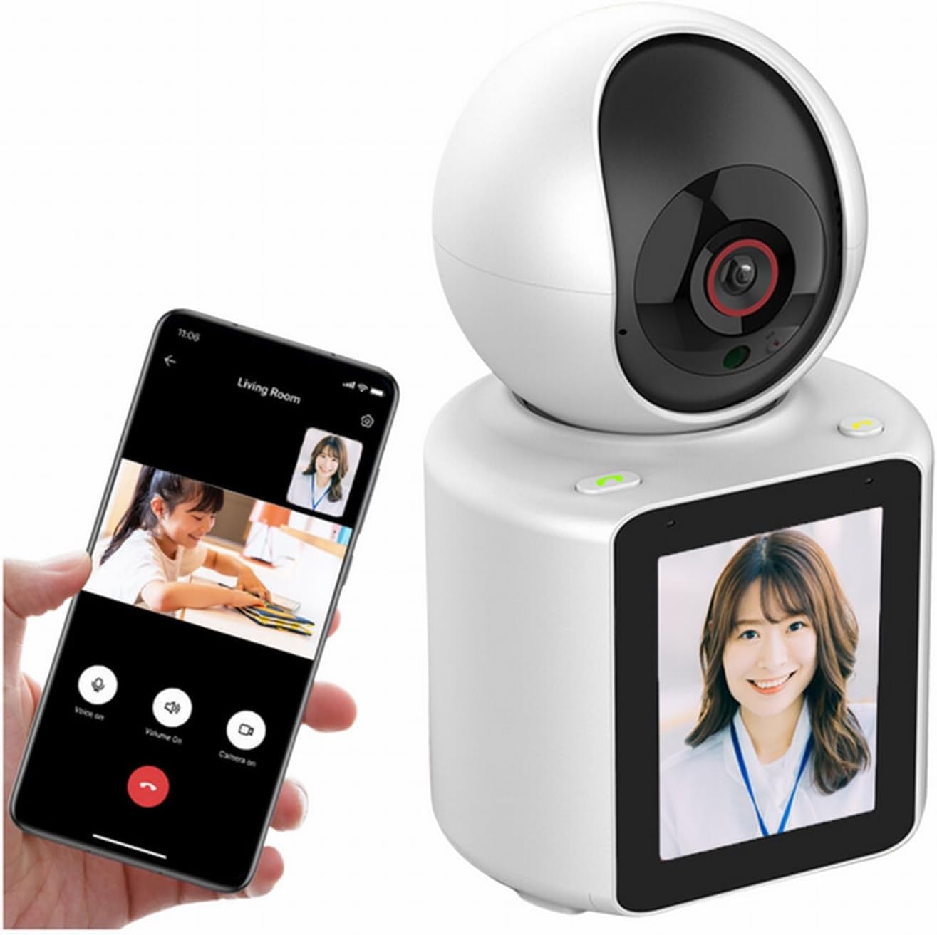 Video Calling Camera with 2.8 inch HD Screen,1080P Video Indoor Camera Actively Call with Phone App, Pet Camera