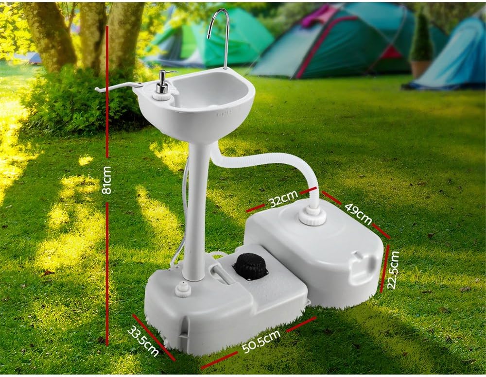 Portable Sink with Water Tank, 43L Outdoor Camping Sinks Hand Food Wash Basin Stand Travel Camp