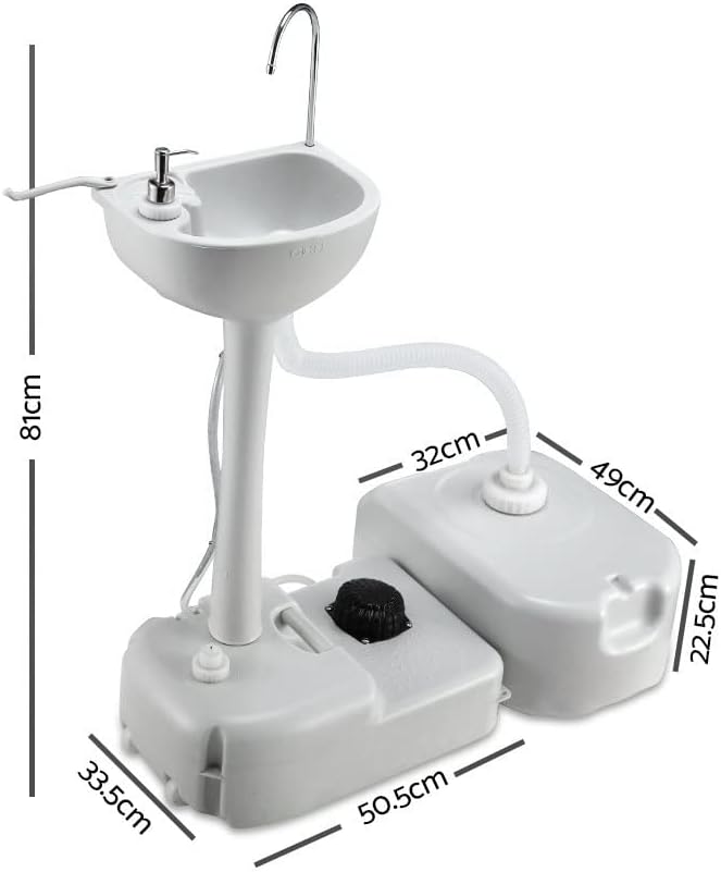 Portable Sink with Water Tank, 43L Outdoor Camping Sinks Hand Food Wash Basin Stand Travel Camp