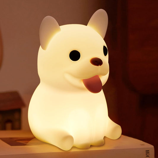 Puppy Dog Lamp, Soft Silicone Dog Night Light, Rechargeable Dimmable Nightlight, Bedside Lamp Nursery Nightlight with 20 Minutes Timer and Touch-Sensitive for Bedrooms, Living Room