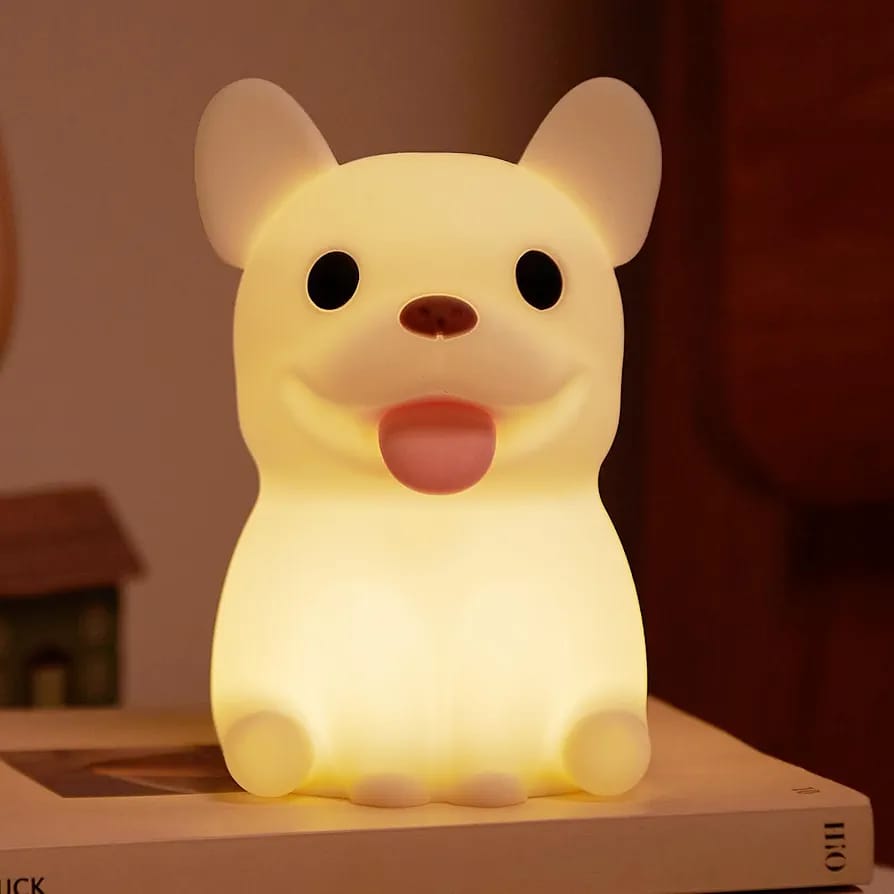 Puppy Dog Lamp, Soft Silicone Dog Night Light, Rechargeable Dimmable Nightlight, Bedside Lamp Nursery Nightlight with 20 Minutes Timer and Touch-Sensitive for Bedrooms, Living Room