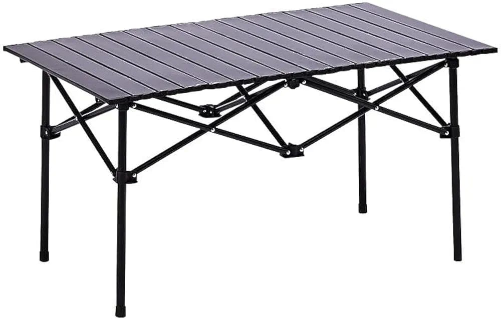 BBGS Portable Camping Table, Aluminium Table Top and Carry Bag, Perfect for Food, Cooking, Picnic, Outdoor, Beach, Hiking, Fishing (Size : 90  x  55 cm)