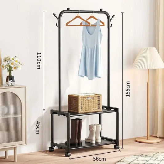 3 Tier Metal Coat Rack with Hooks and Shelf for Hallway, Bedroom, Living Room