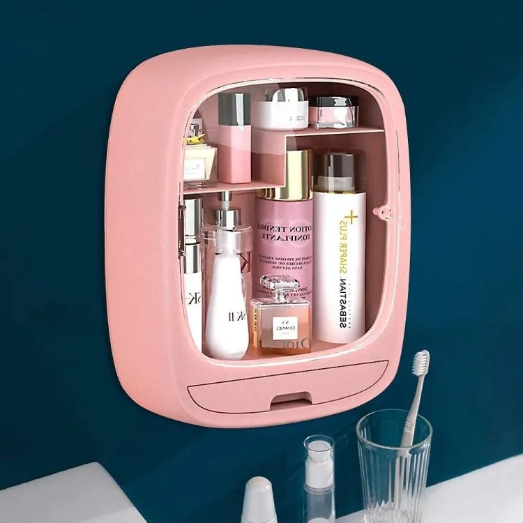 Plastic Wall-Mounted Waterproof Makeup Storage Case Cosmetic Organizer Box for Bedroom Bathroom/ LD-888 / KR-1402