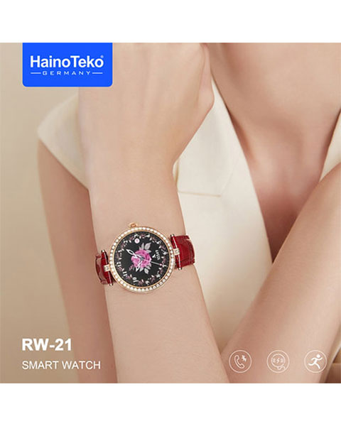 RW-21 Smart Watch Elegant Design With 2 Leather Straps For Women And a Wireless Charger Multicolour