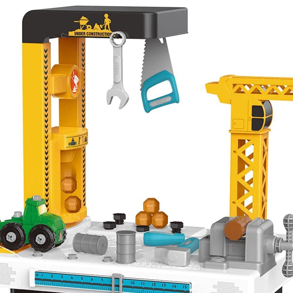 Construction site toy workbench with vehicle plus play tools & accesso ...