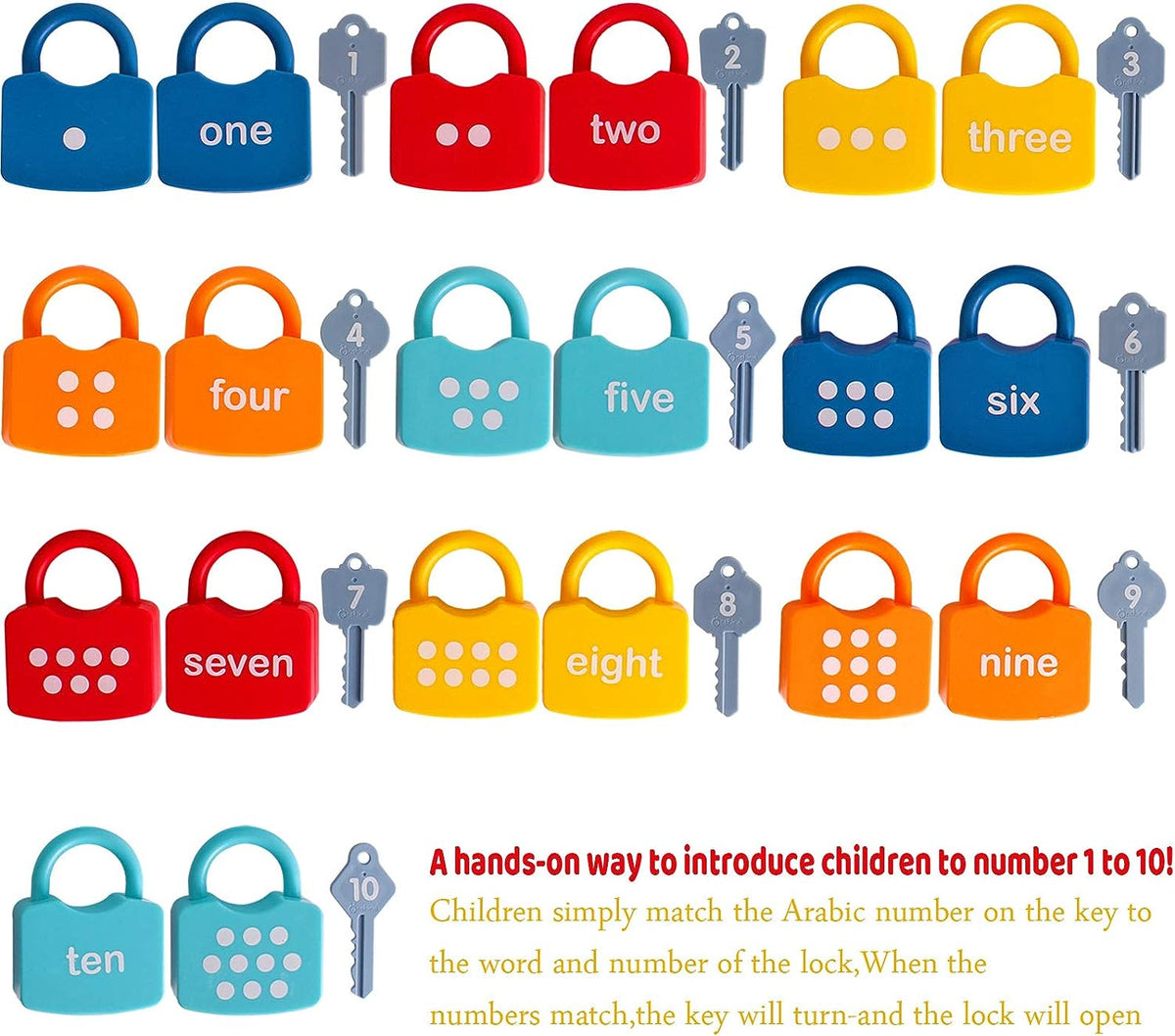 Key Lock Matching Kids Learning Locks with Keys Numbers Matching & Counting Montessori E ...