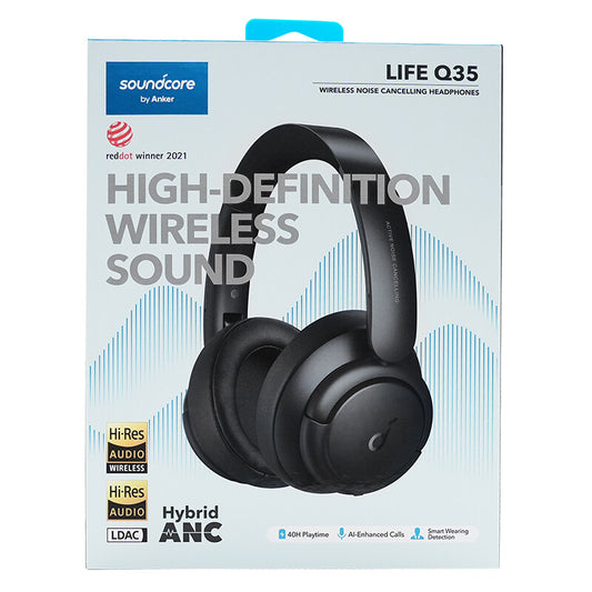 Soundcore Anker Life Q35 Multi Mode Active Noise Cancelling Bluetooth Headphones with LDAC for Hi Res Wireless Audio, 40H Playtime, Comfortable Fit, Clear Calls, for Home, Work, Travel