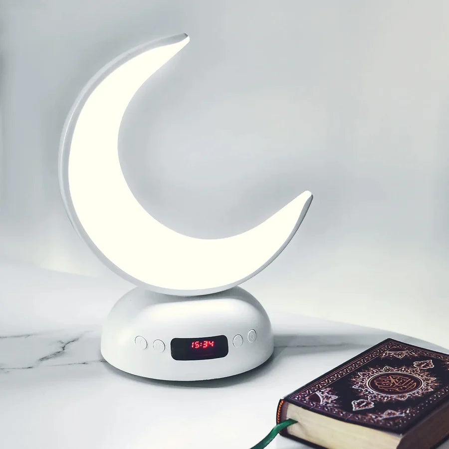 Equantu- SQ902 Colorful Moon Lamp Quran Speaker - Quran Learning |One Click SET Azan | Azan Clock| Colorful Light| Multi Mode