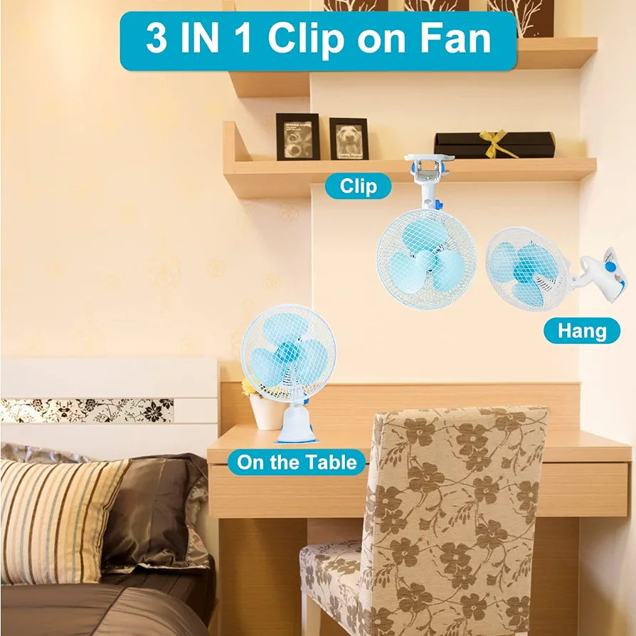 Table Clip Fan - 8 Inch - Adjustable
