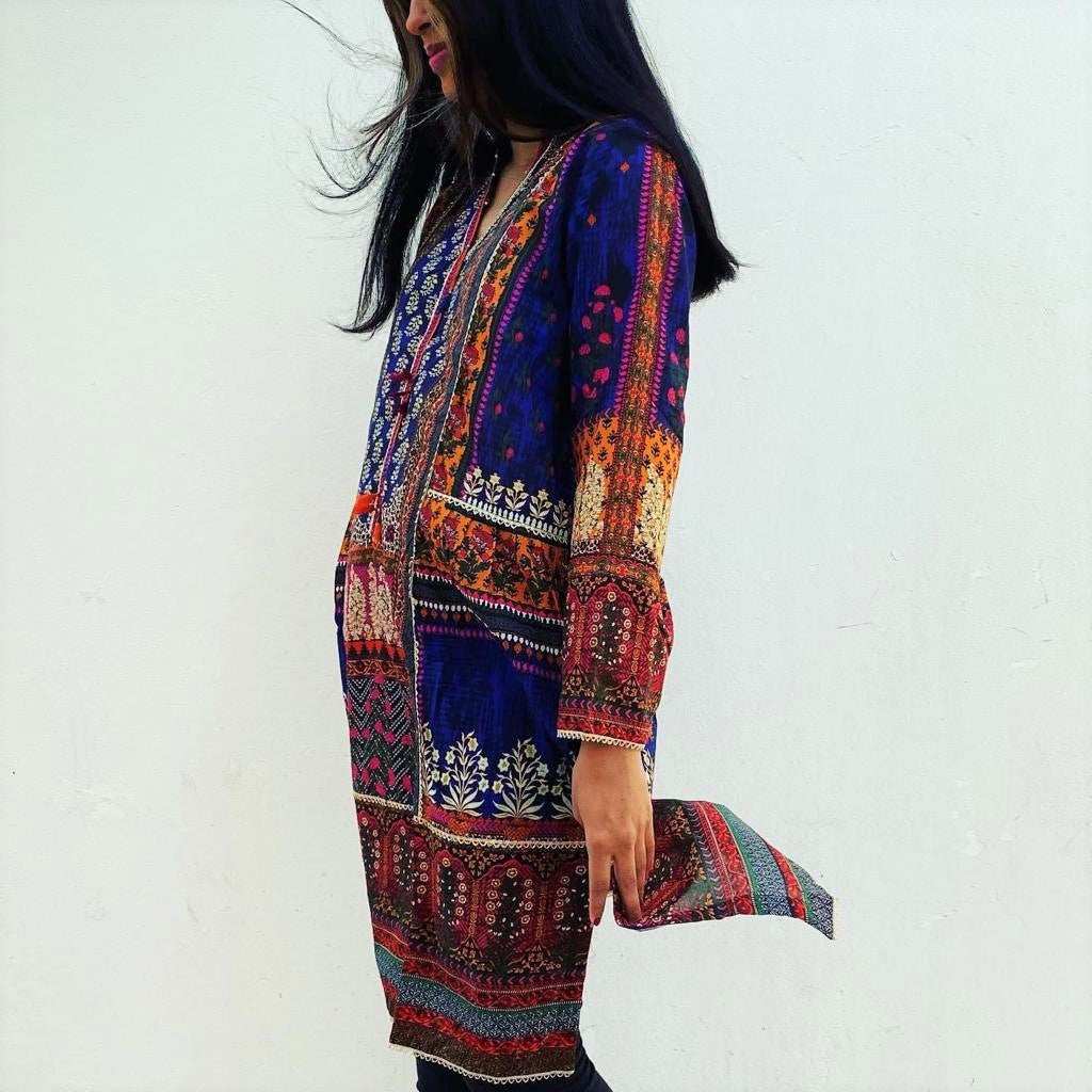 Saadia's Style : Printed Cotton Lawn Shirt (Multicolor)
