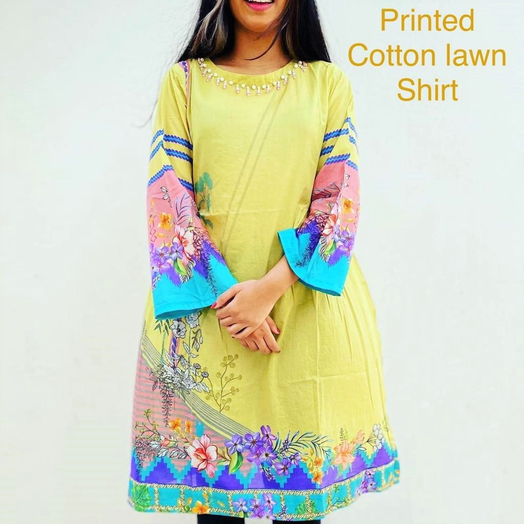 Saadia's Style : Printed Cotton Lawn Shirt (Multicolor)